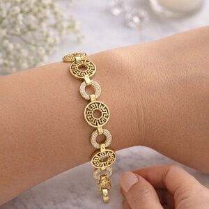 Gold  Bracelet Greek-Inspired Medallion design